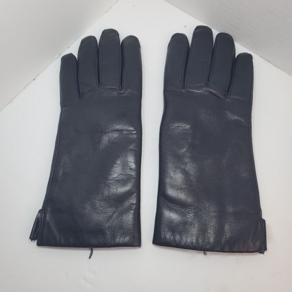 Vintage Fownes Womens Sz 7.5 Genuine Leather Gloves Real Fur Lined